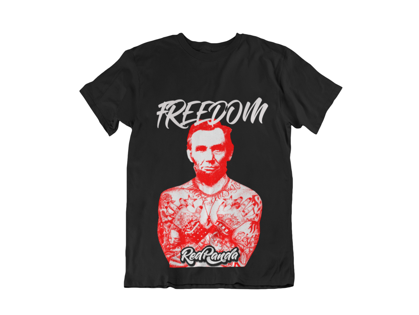 Abraham Lincoln Unisex T-shirt (Black-Red) Streetwear - Red Panda Clothing