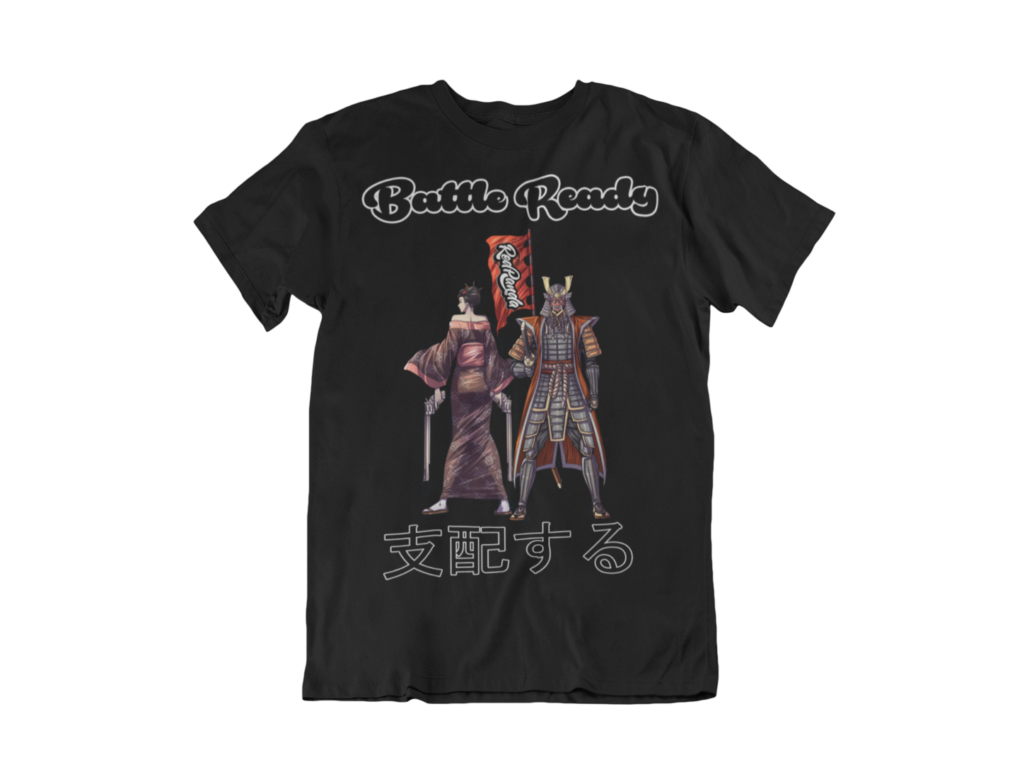 Red Panda Battle Ready Unisex Samurai and Geisha Anime Tee. - Red Panda Clothing
