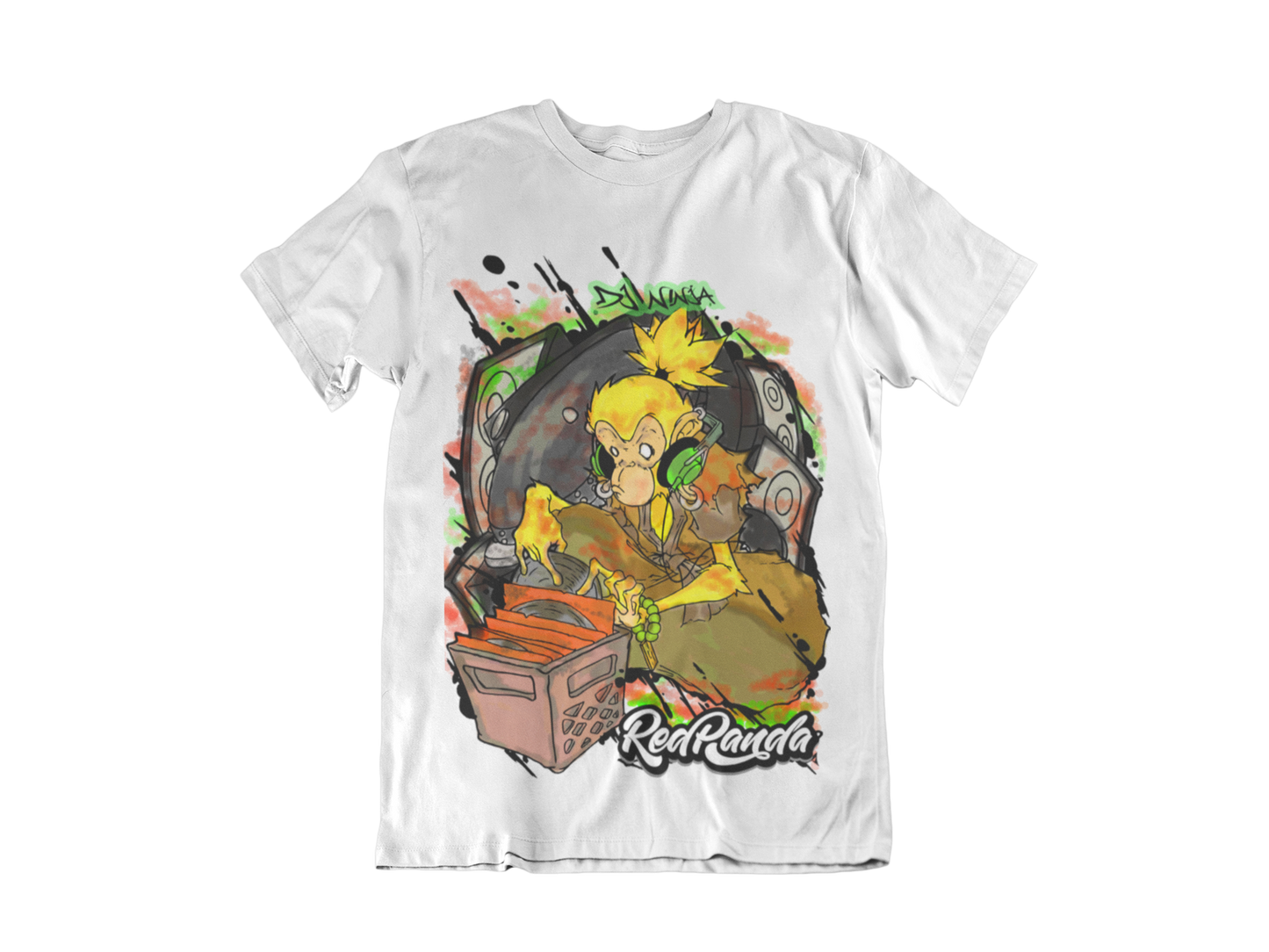 Red Panda DJ Ninja Monkey Unisex T-shirt Japanese Streetwear - Red Panda Clothing