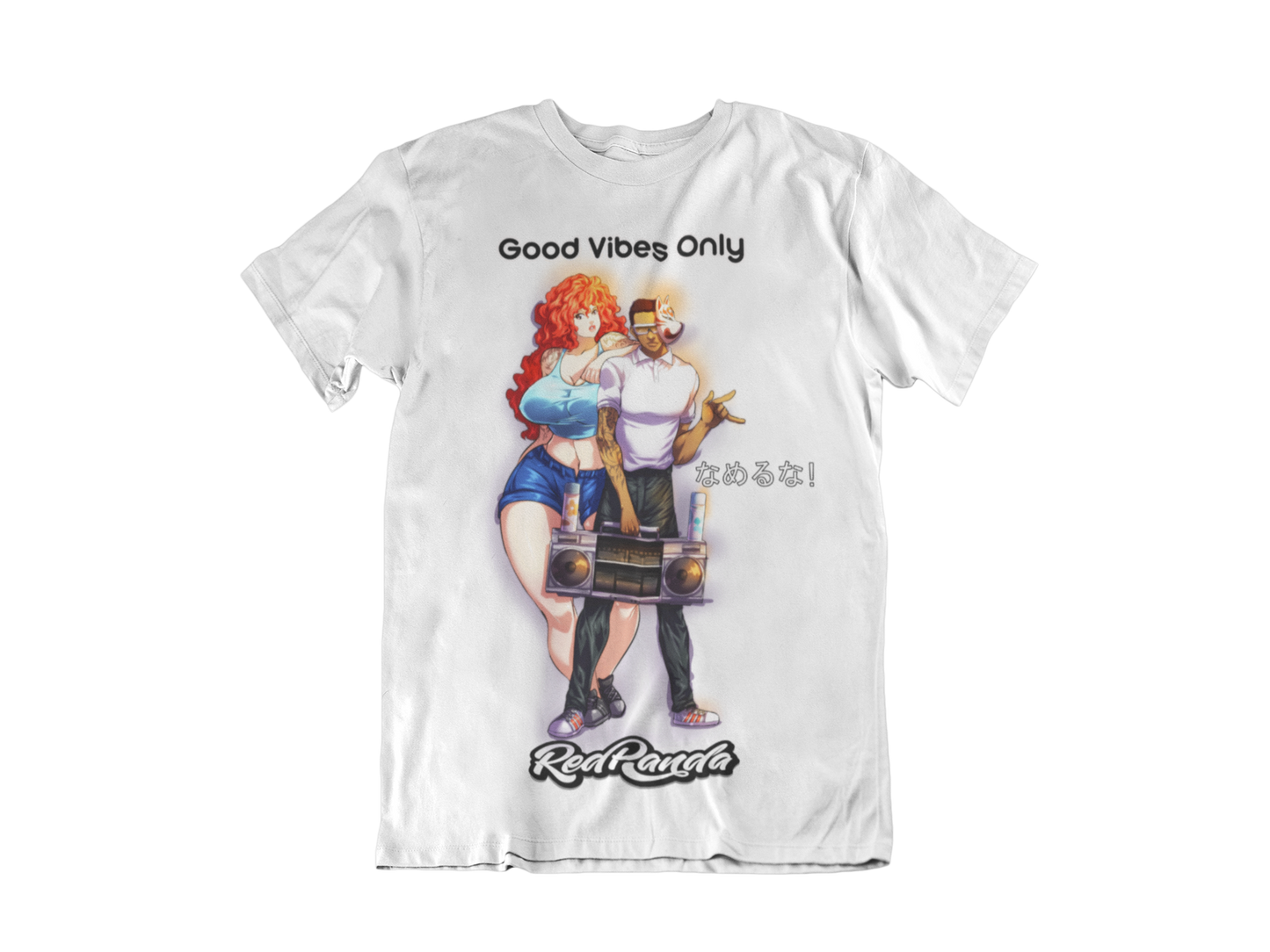 Red Panda Good Vibes Only Unisex (White) T-shirt Japanese Streetwear - Red Panda Clothing