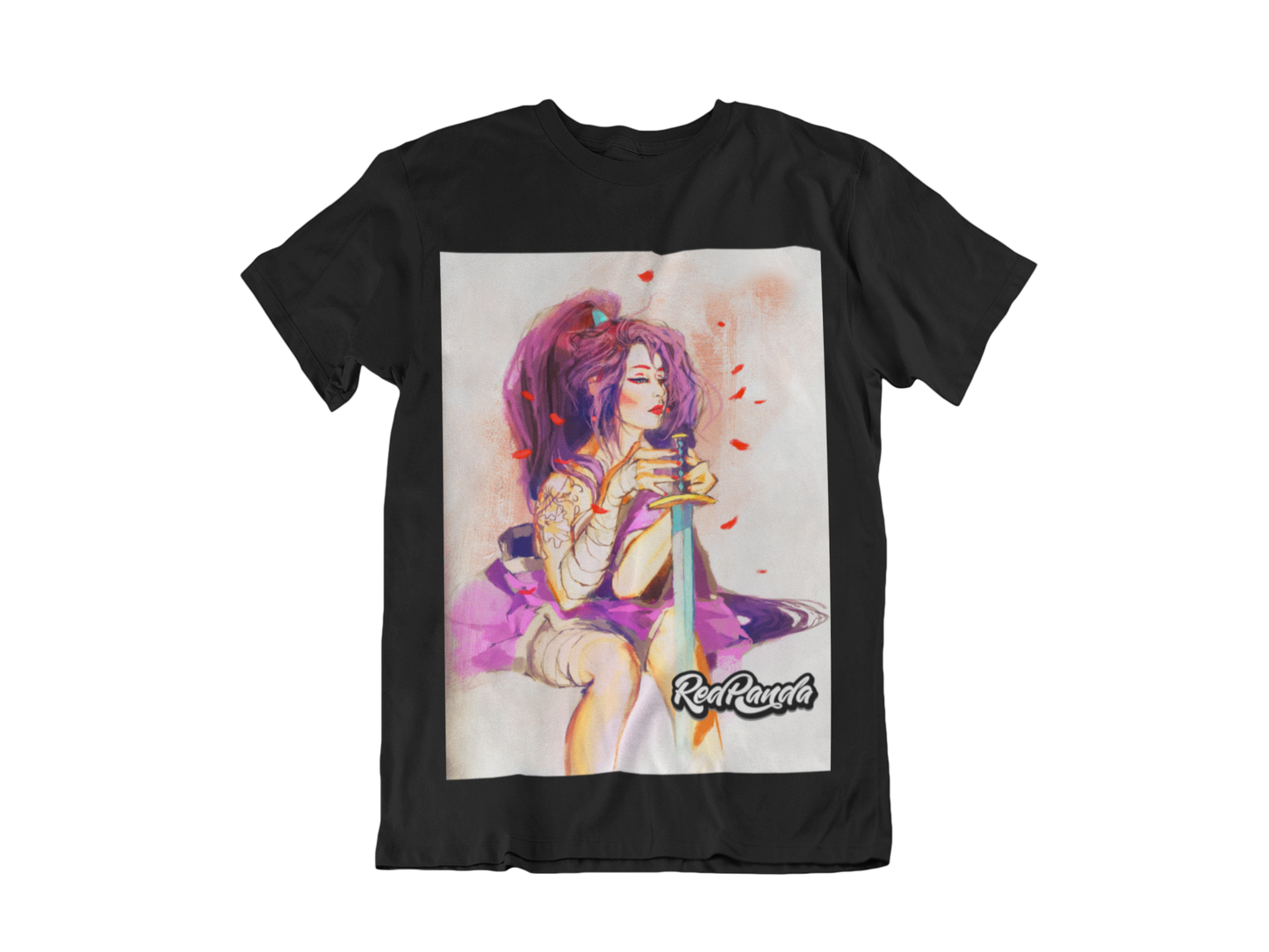 Red Panda Emiko Oil Painting (Women) T-shirt. Japanese Streetwear - Red Panda Clothing