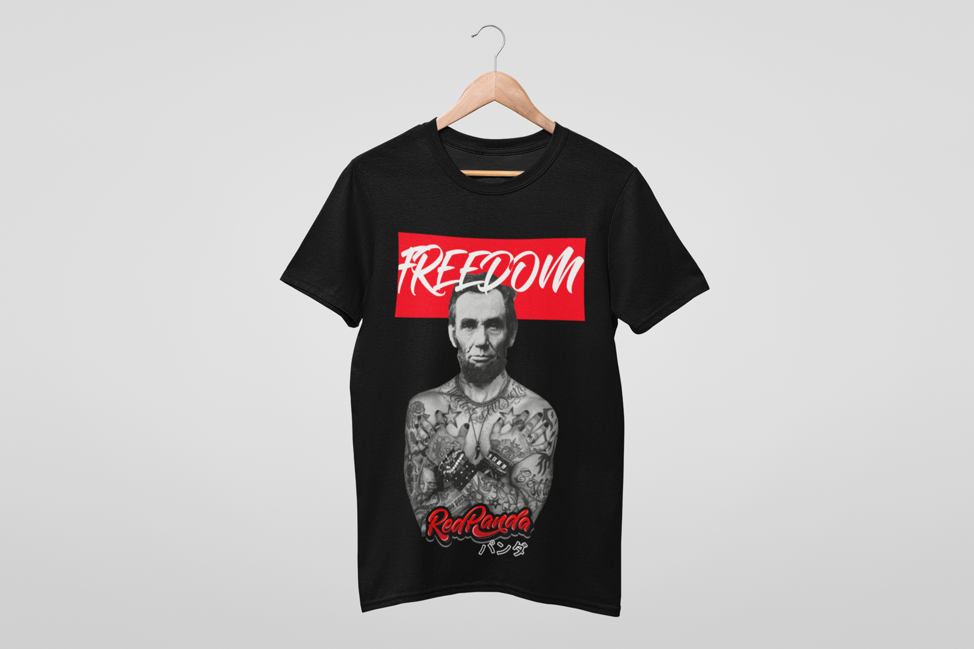 Abraham Lincoln Freedom Adult Unisex T-shirt (Black) Streetwear