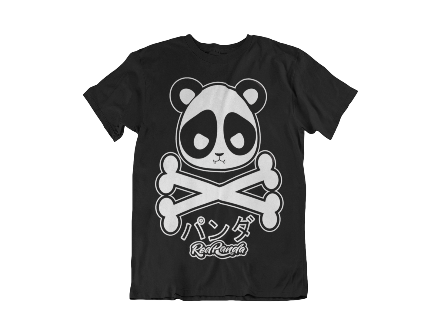Panda and Bones (Black) Tee - Red Panda Clothing