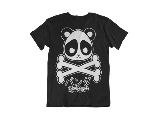 Panda and Bones (Black) Tee - Red Panda Clothing