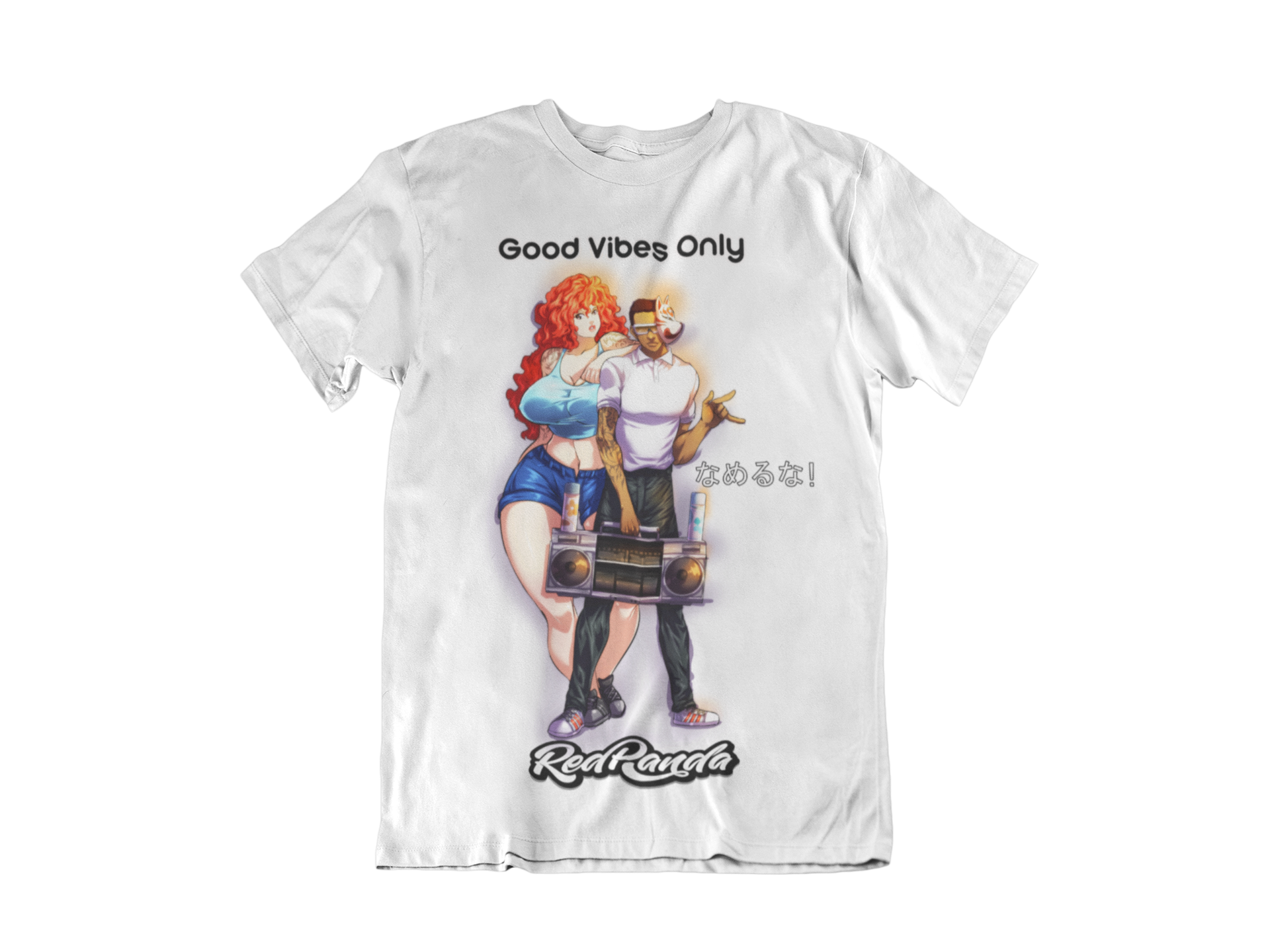 Red Panda Good Vibes Only Unisex (White) T-shirt Japanese Streetwear - Red Panda Clothing